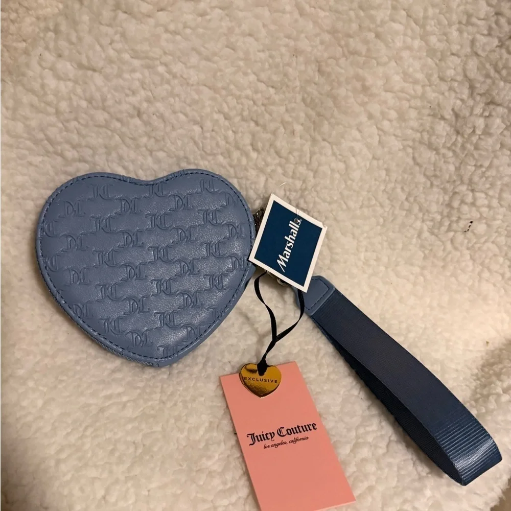 NWT Juicy Couture Team Juicy Forever Heart Zip Around in Dusty Blue